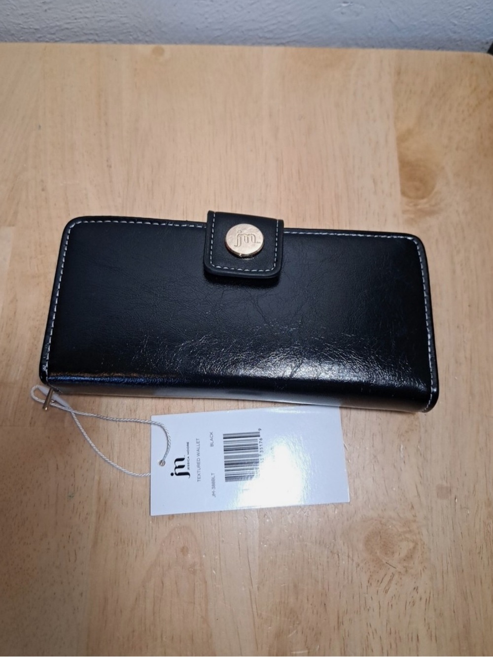 NEW Jessica Moore JM-388BLT Textured Wallet Black